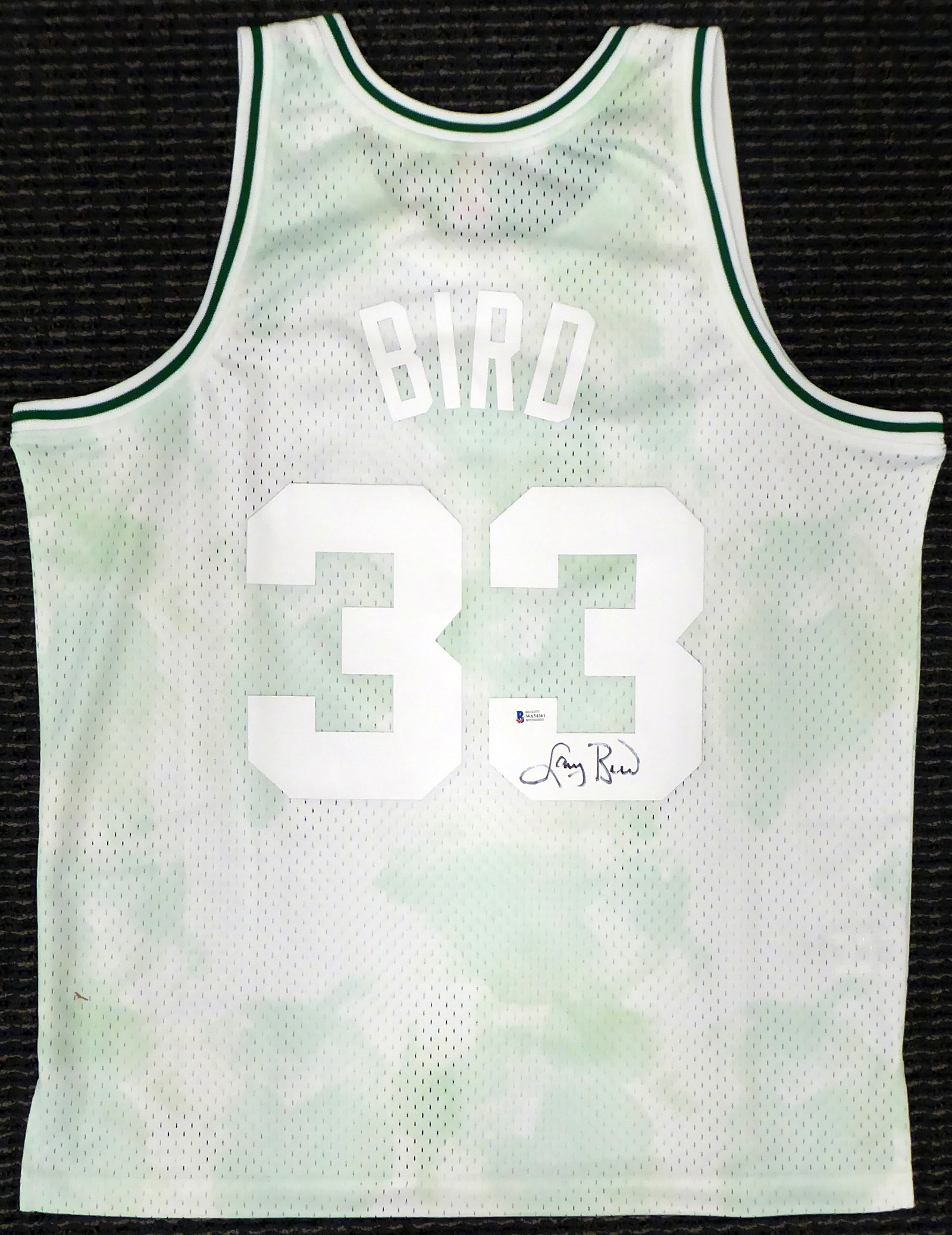 Boston Celtics Larry Bird Autographed Authentic Cloudy Skies Mitchell & Ness Jersey Beckett BAS