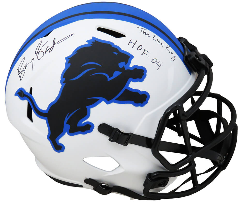 Barry Sanders Signed Detroit Lions Full Size Authentic SpeedFlex Helmet w/7  Inscriptions - Schwartz Authenticated