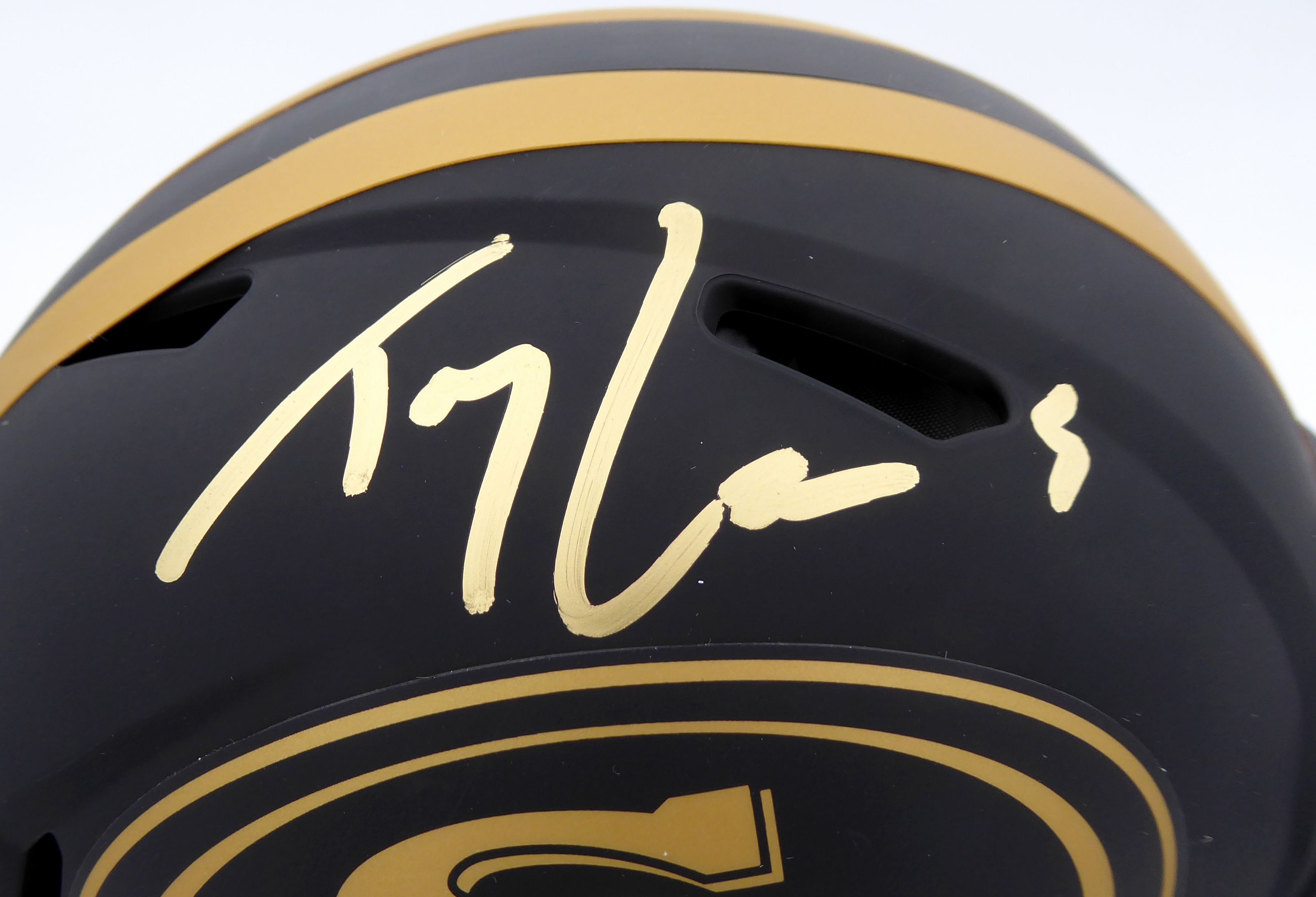 Trey Lance Autographed San Francisco 49ers Eclipse Black Full Size Speed Authentic  Helmet (Smudged) Beckett BAS QR #WL62101 - Mill Creek Sports