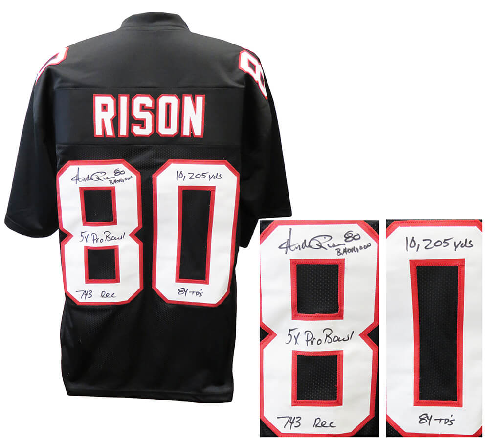 Andre Rison Signed Black T/B Custom Jersey w/Bad Moon (Signed Middle of #8)  at 's Sports Collectibles Store