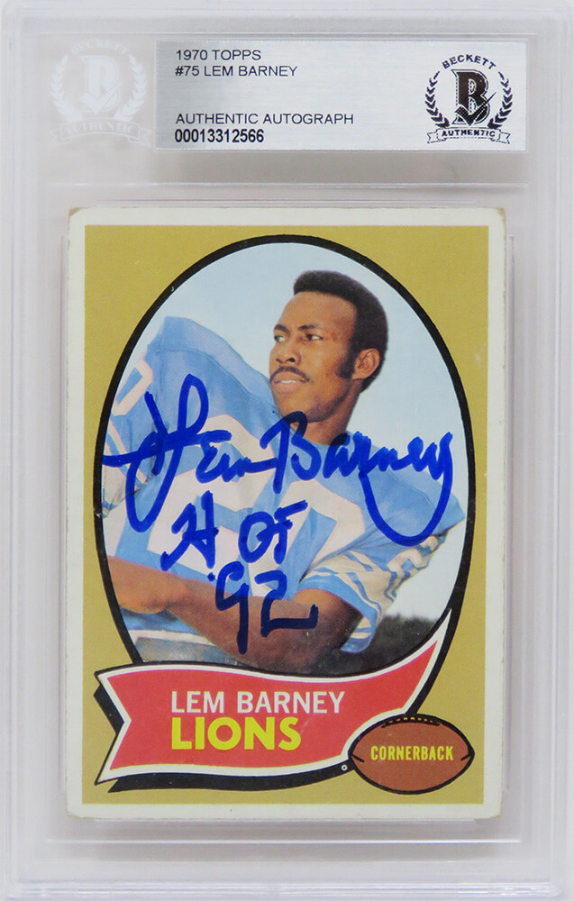 Lem Barney autograph 8x10, Detroit Lions, HOF '92