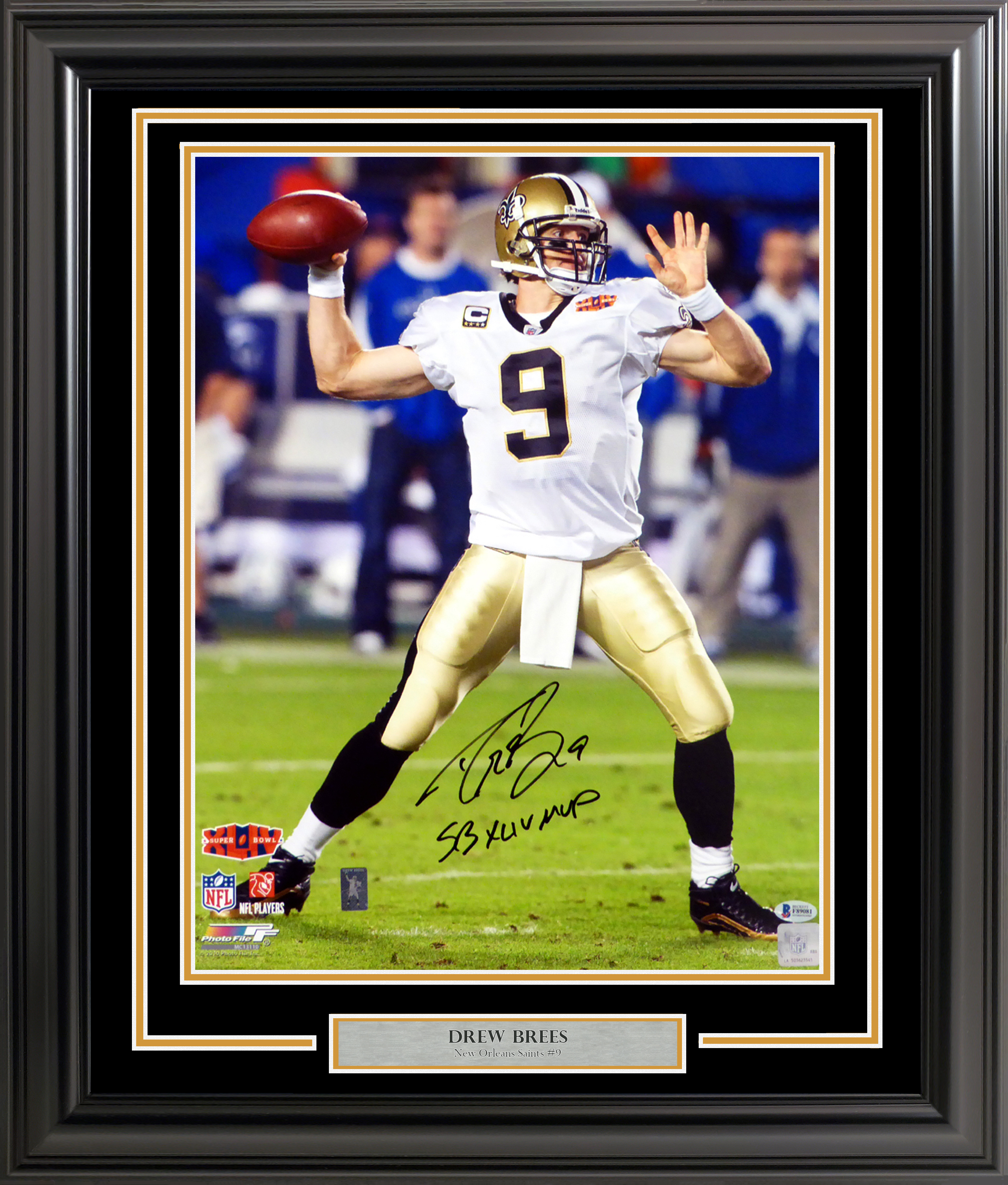 Drew Brees Autographed and Framed White Saints Jersey