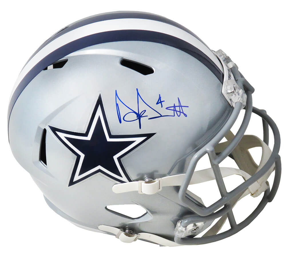 Dak Prescott Dallas Cowboys Signed Riddell Lunar Mini Helmet BAS Beckett