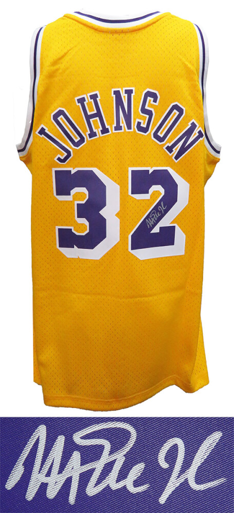 Magic Johnson Signed Mitchell & Ness Throwback LA Lakers Jersey Beckett BAS