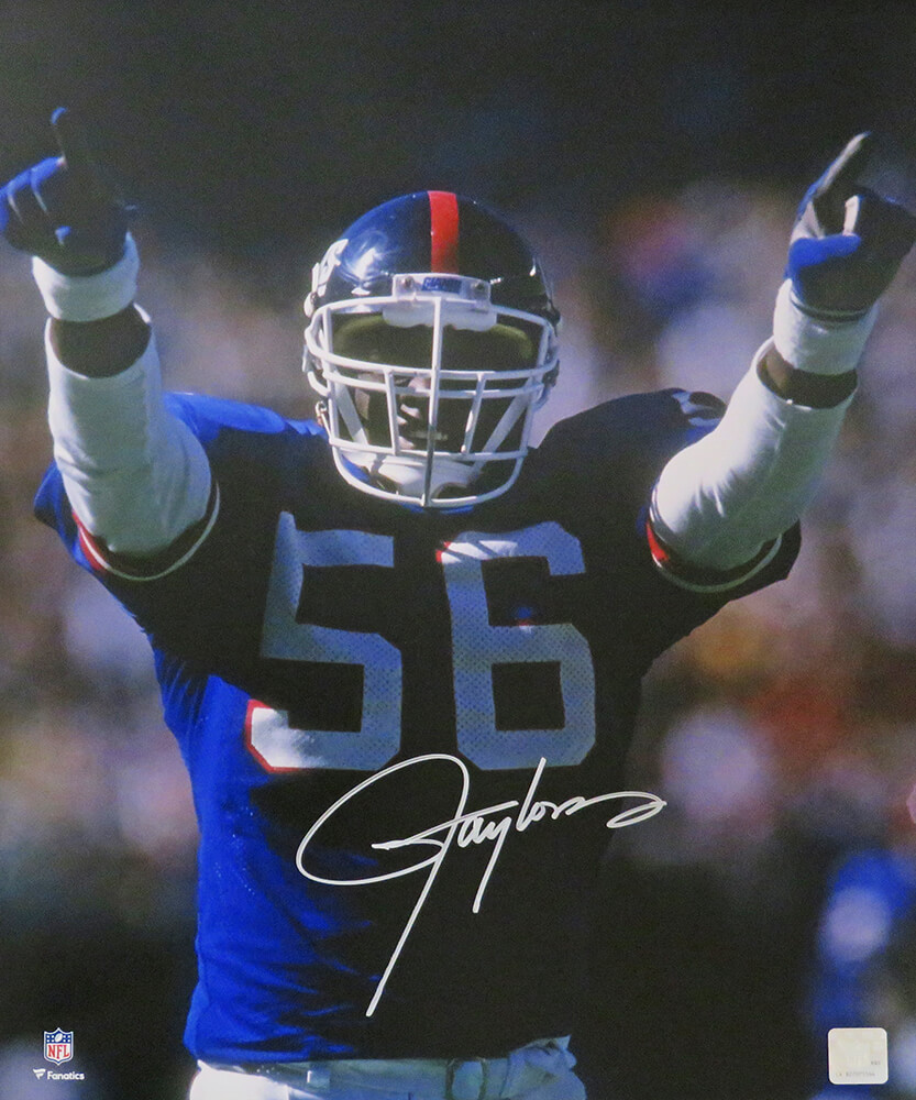 New York Giants Lawrence Taylor Autographed Blue Jersey Beckett BAS Witness