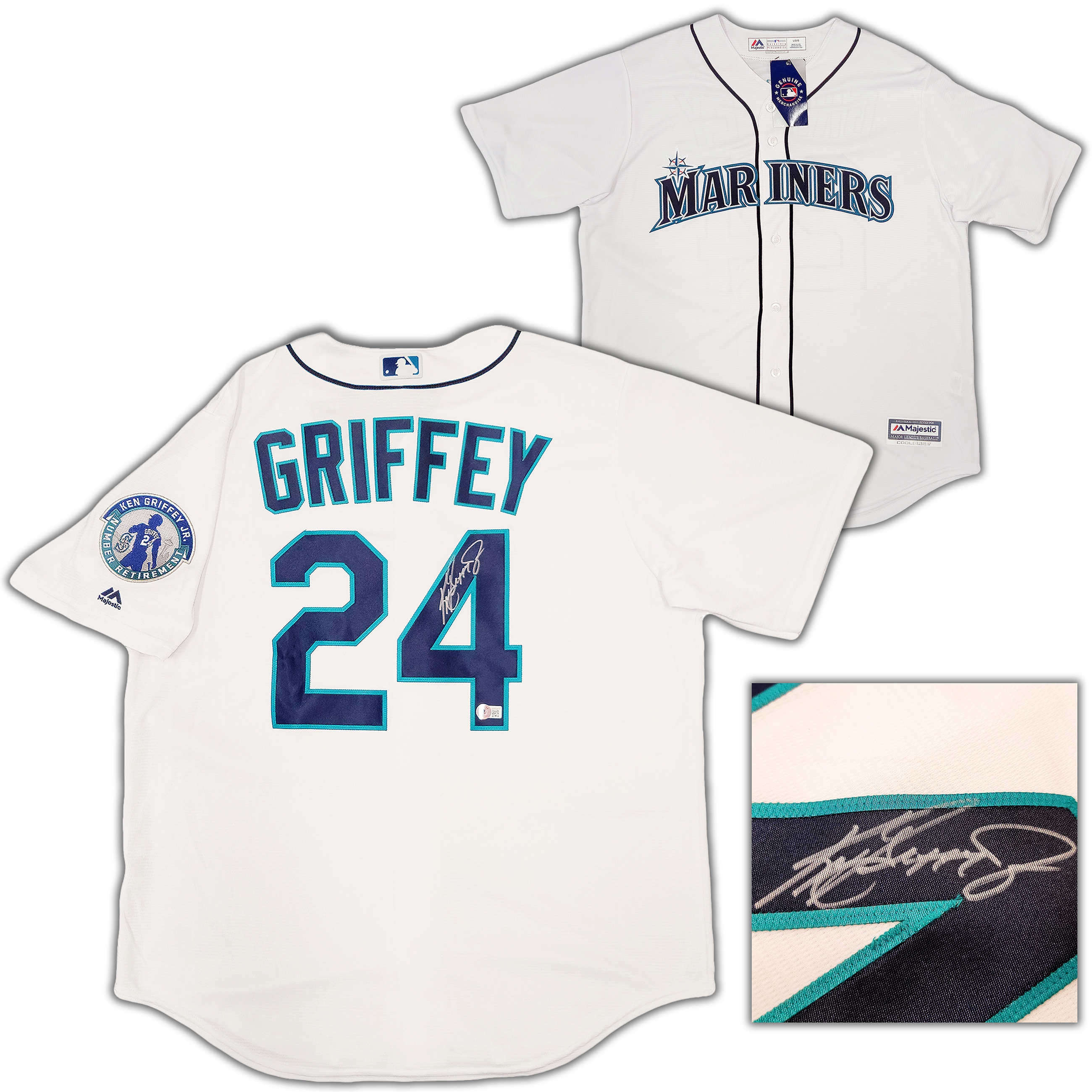 Ken Griffey Jr. Signed Framed Seattle Mariners Majestic Cool Baseball Jersey JSA