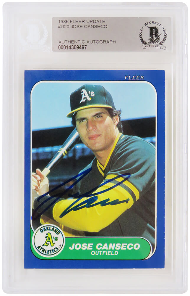 Jose Canseco Signed Oakland A's (Athletics) 1986 Topps Rookie Card #20T