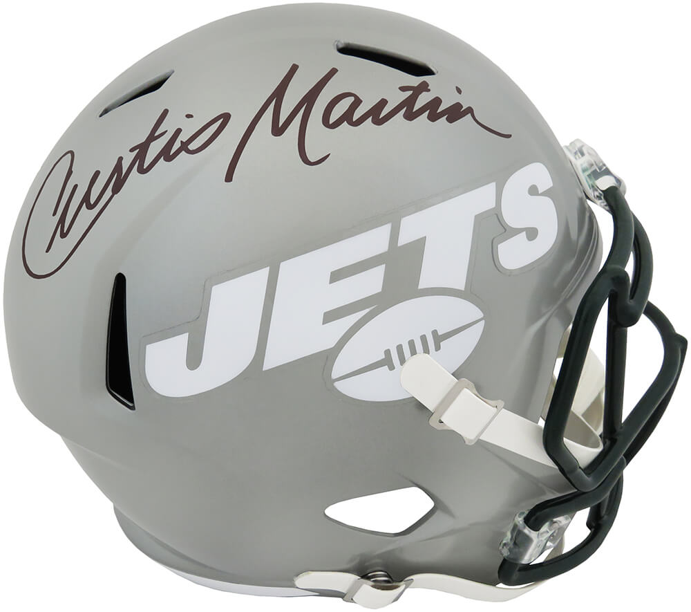 Curtis Martin Signed New York Jets Lunar Eclipse White Matte Riddell Full  Size Speed Replica Helmet