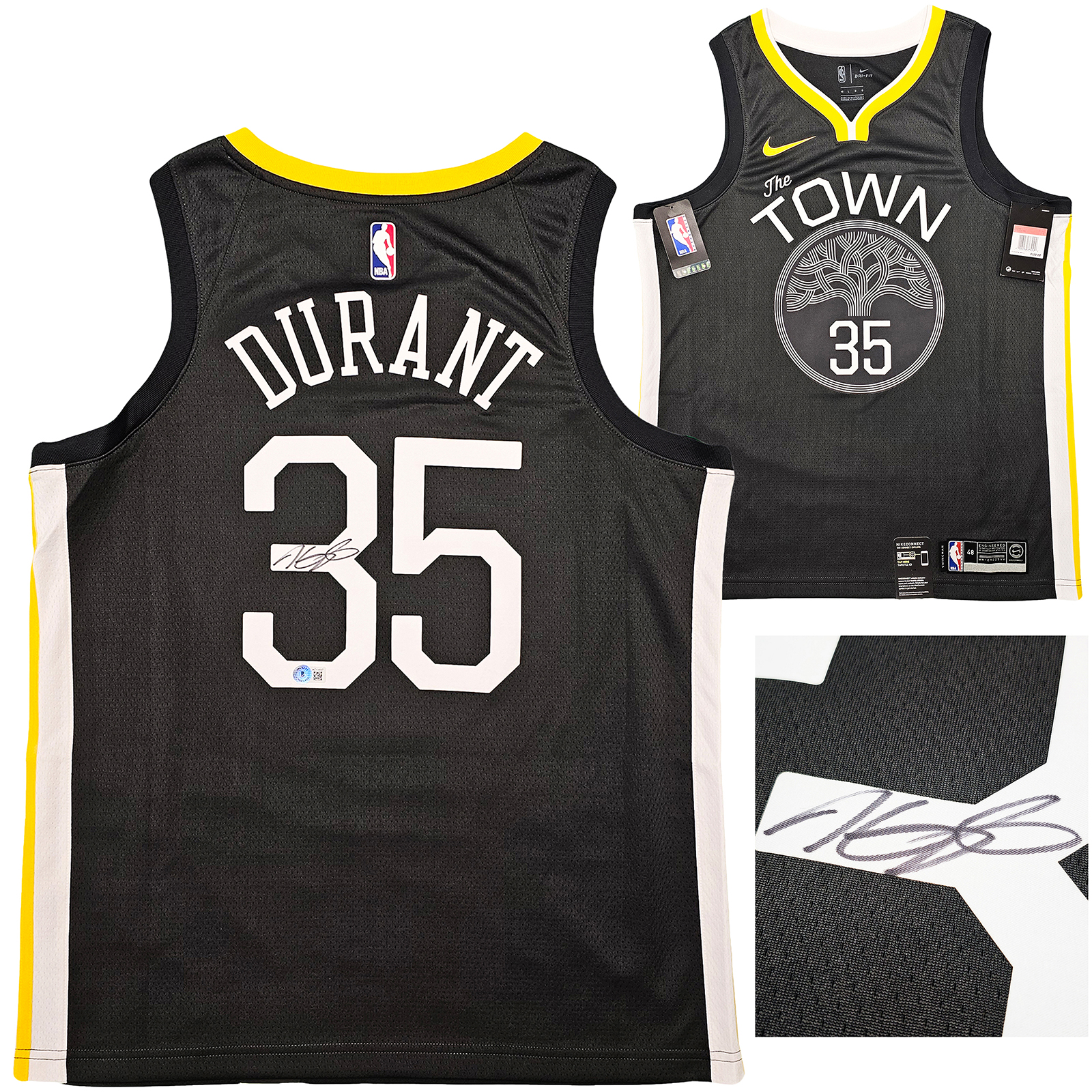 Golden State Warriors Stephen Curry Autographed Yellow Nike Swingman Jersey Size 52 Beckett BAS QR