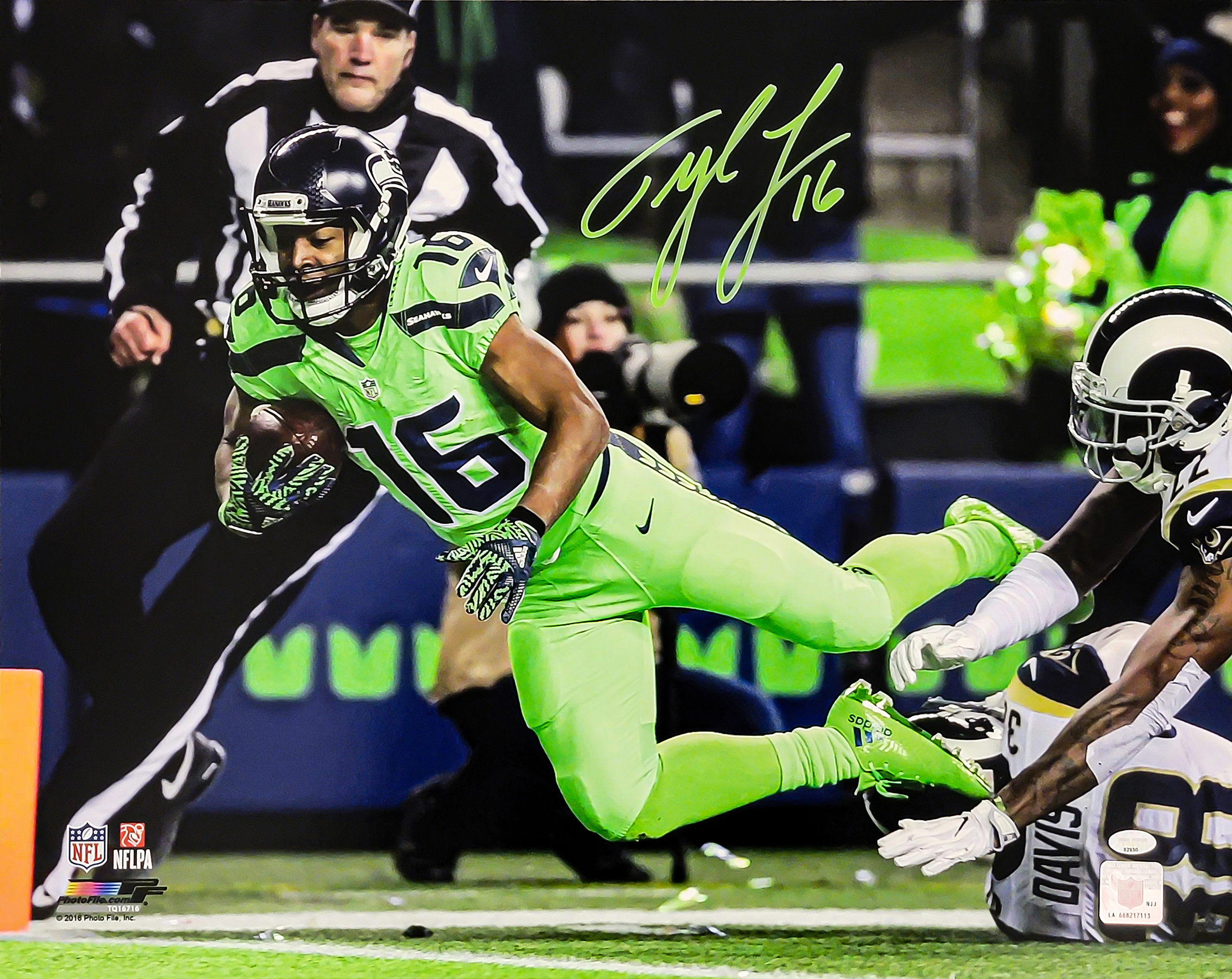 Tyler Lockett Autographed 8x10 Photo Seattle Seahawks Color Rush Green  Jerseys MCS Holo Stock #209196