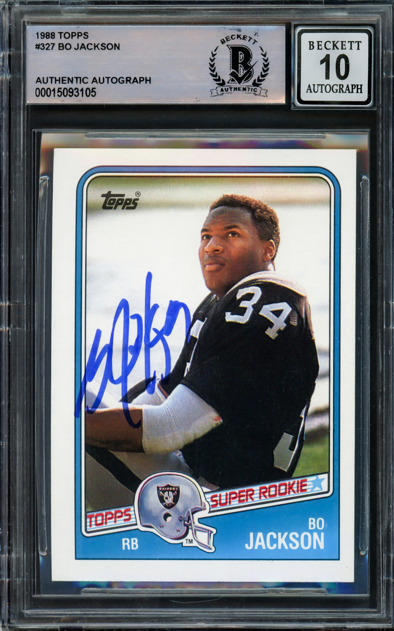 BO JACKSON Raiders Signed 1988 TOPPS RC Rookie Card PSA AUTH AUTO