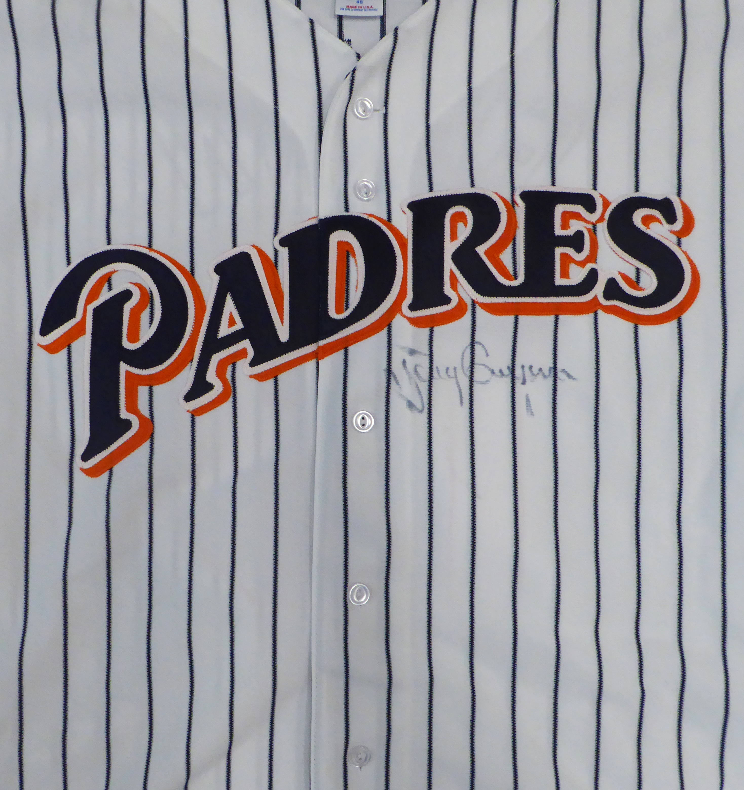 San Diego Padres Tony Gwynn Autographed Framed White Pinstripes Russell  Jersey UDA Holo & Beckett BAS #AB93862