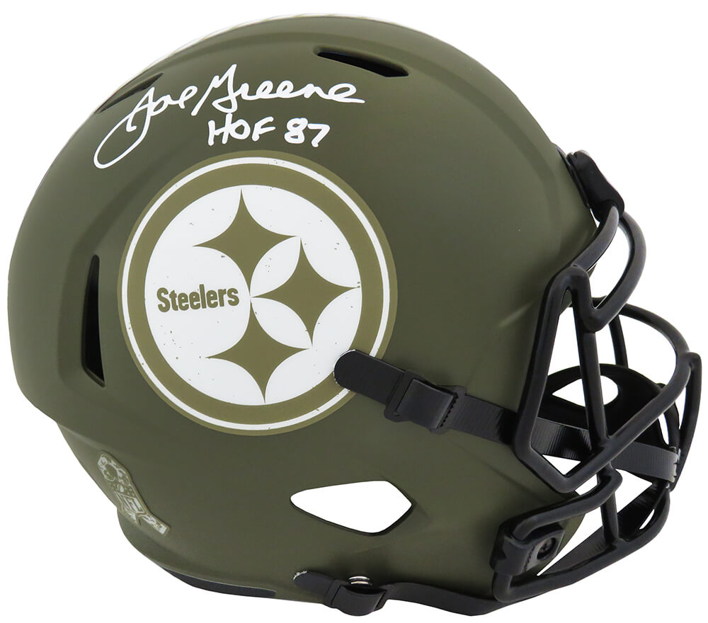 Joe Greene Signed Pittsburgh Steelers Riddell Yellow Throwback NFL Mini  Helmet with “HOF 87” Inscription