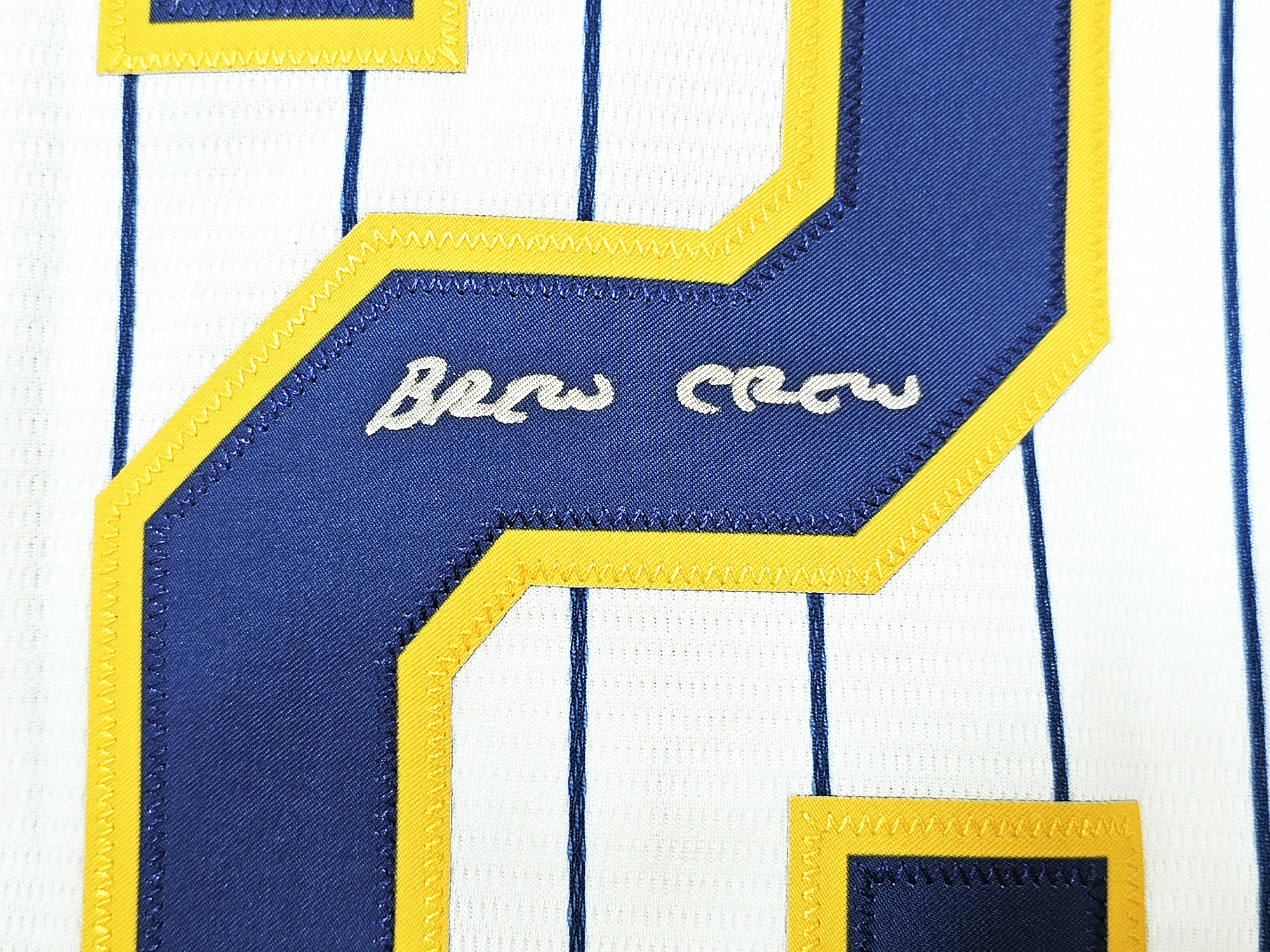 Milwaukee Brewers Christian Yelich Autographed White Pinstripe Majestic  Jersey Size XL Brew Crew JSA Stock #215531