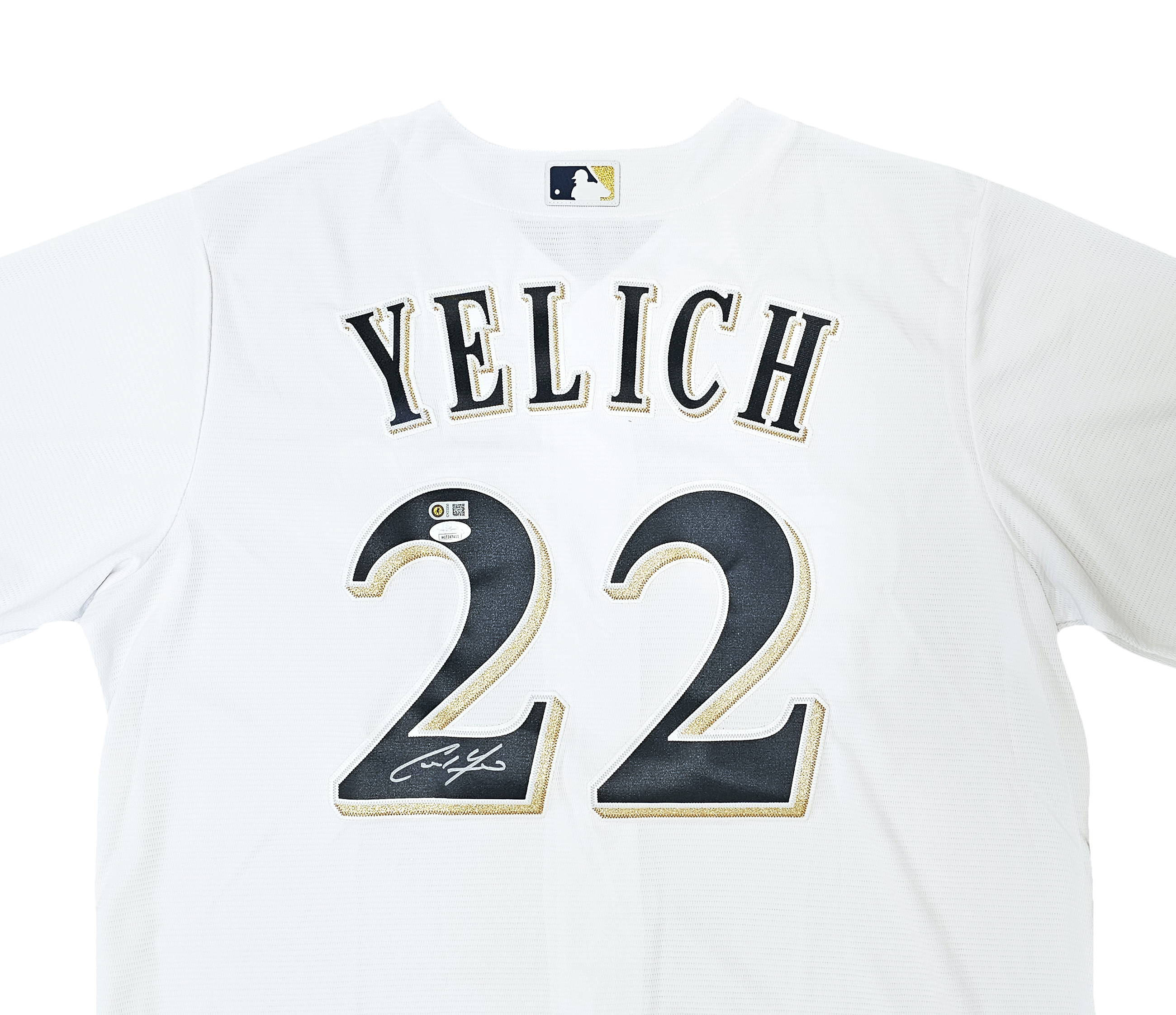 Milwaukee Brewers Christian Yelich Autographed White Pinstripe Majestic Jersey Size XL Brew Crew JSA