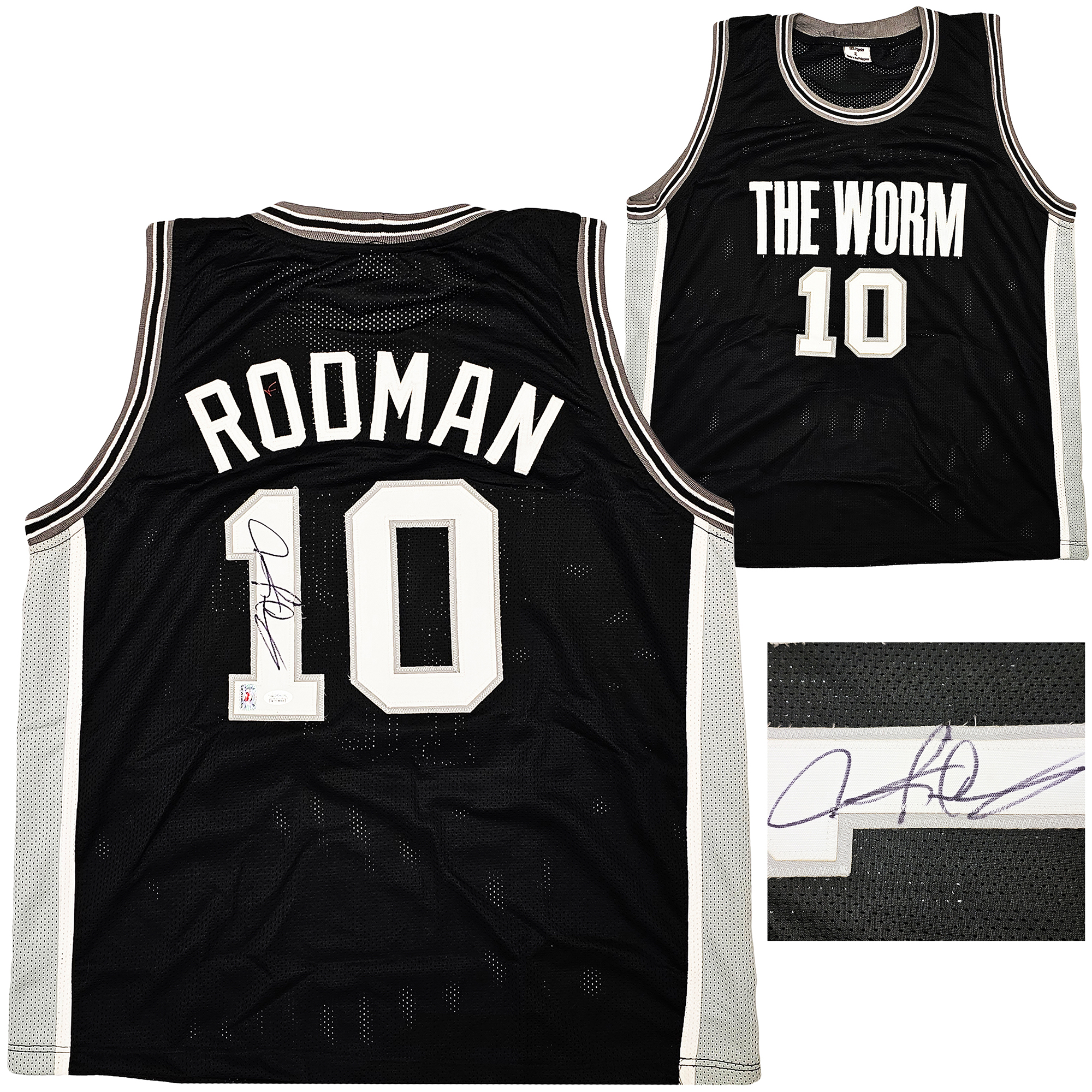 Detroit Pistons Dennis Rodman Autographed White Jersey JSA Stock #215731