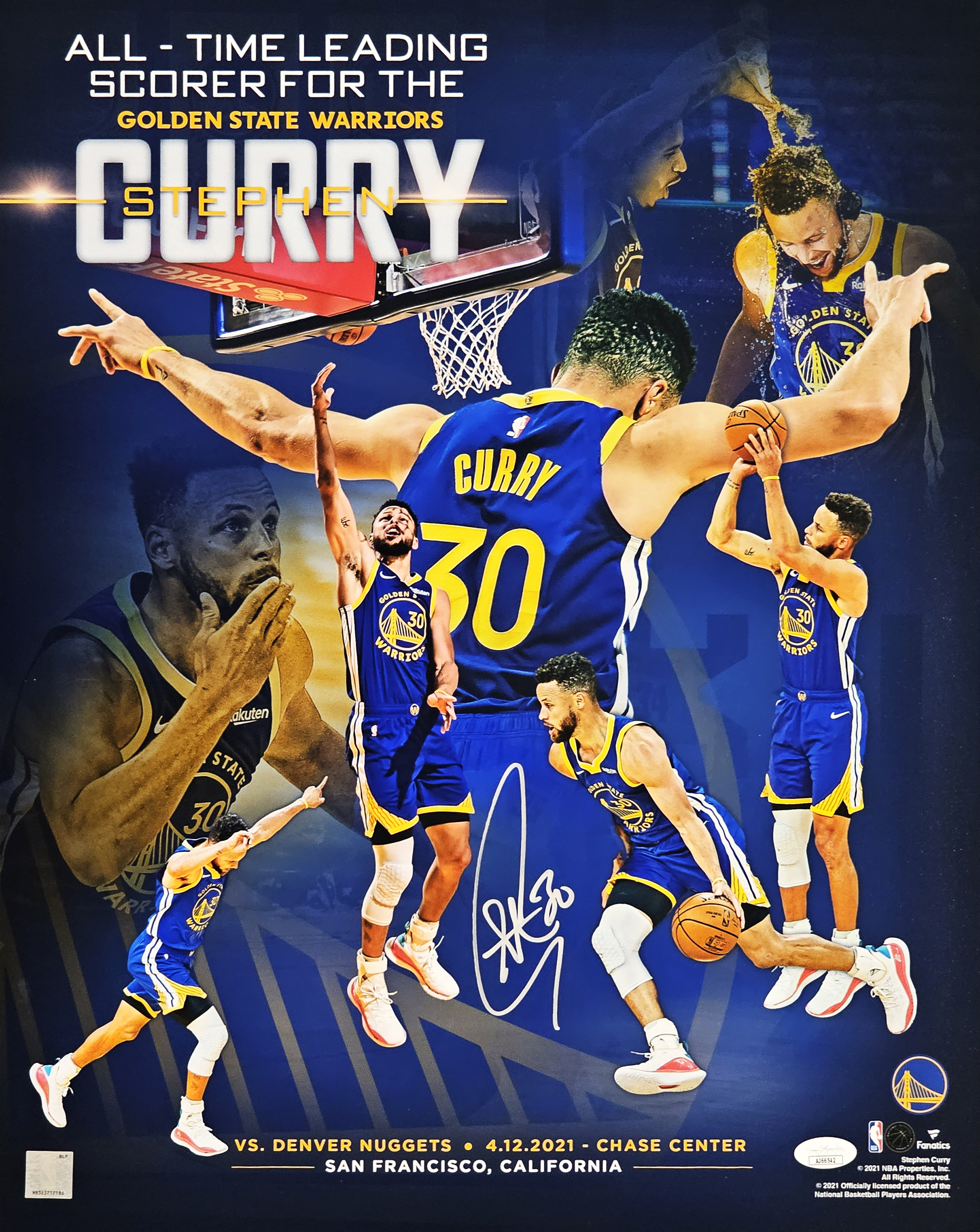 Steph Curry Signed Golden State Warriors Golf Crossover 20x24