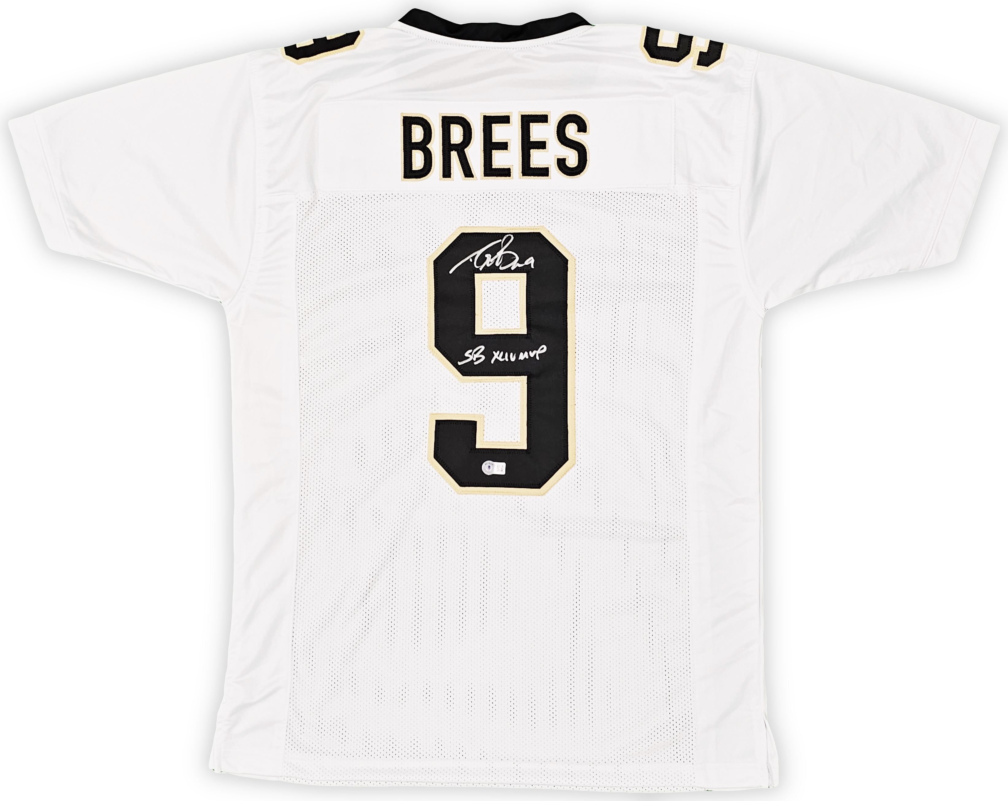 New Orleans Saints Drew Brees Autographed White Jersey SB XLIV MVP Beckett BAS Witness