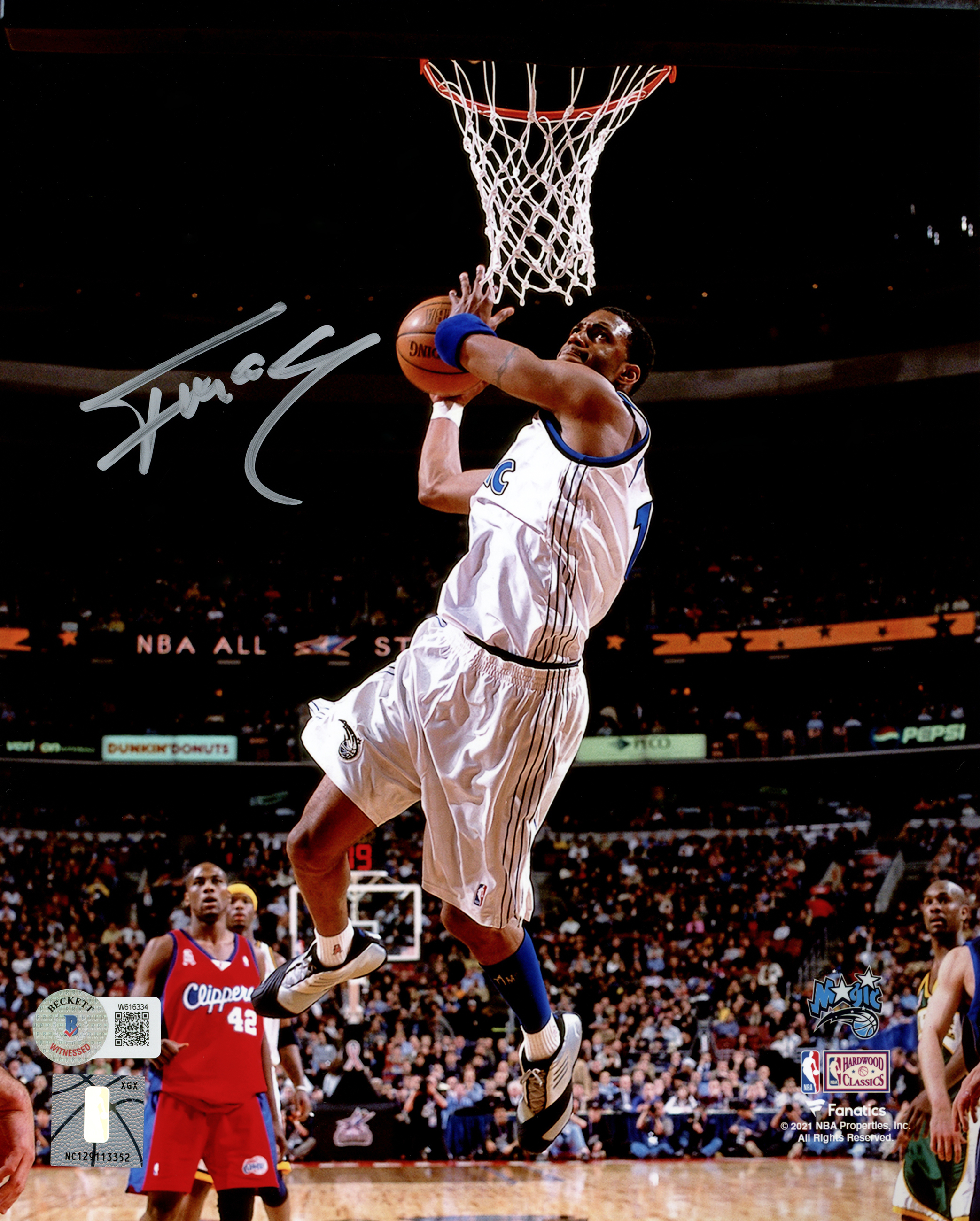 Tracy McGrady Houston Rockets Autographed 8 x 10 Two Handed Dunk vs.  Phoenix Suns Photograph