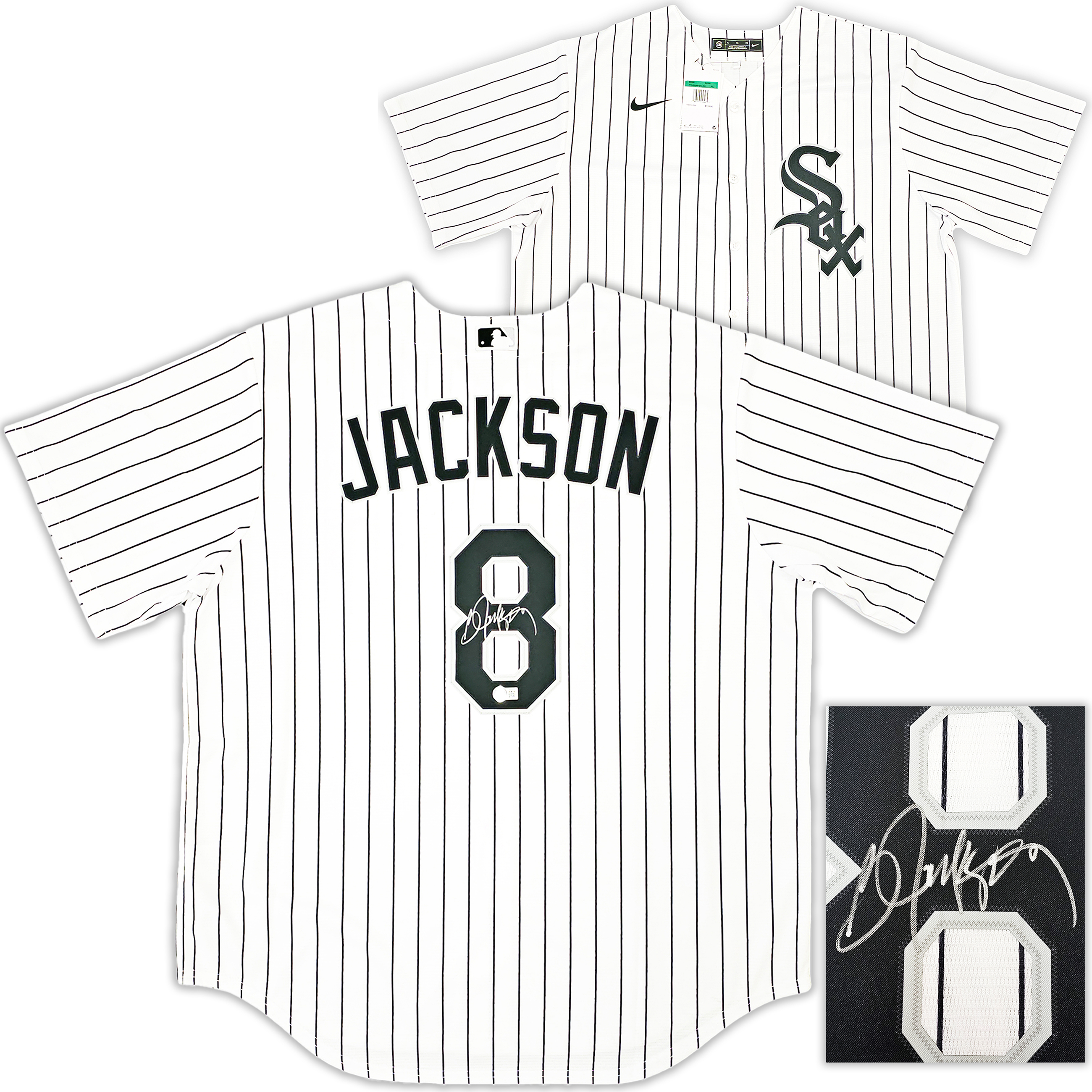 Chicago White Sox Frank Thomas Autographed White Pinstripes Nike Jersey  Size XL Beckett BAS Witness Stock #215871