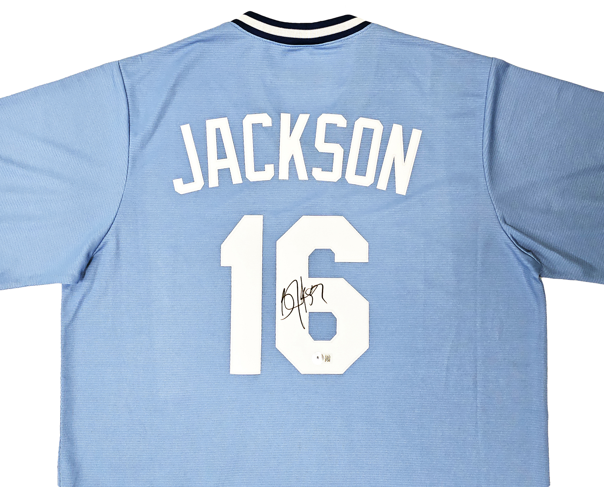 Kansas City Royals Bo Jackson Autographed Light Blue Nike Cooperstown  Collection Jersey Size L Beckett BAS Witness Stock #218044