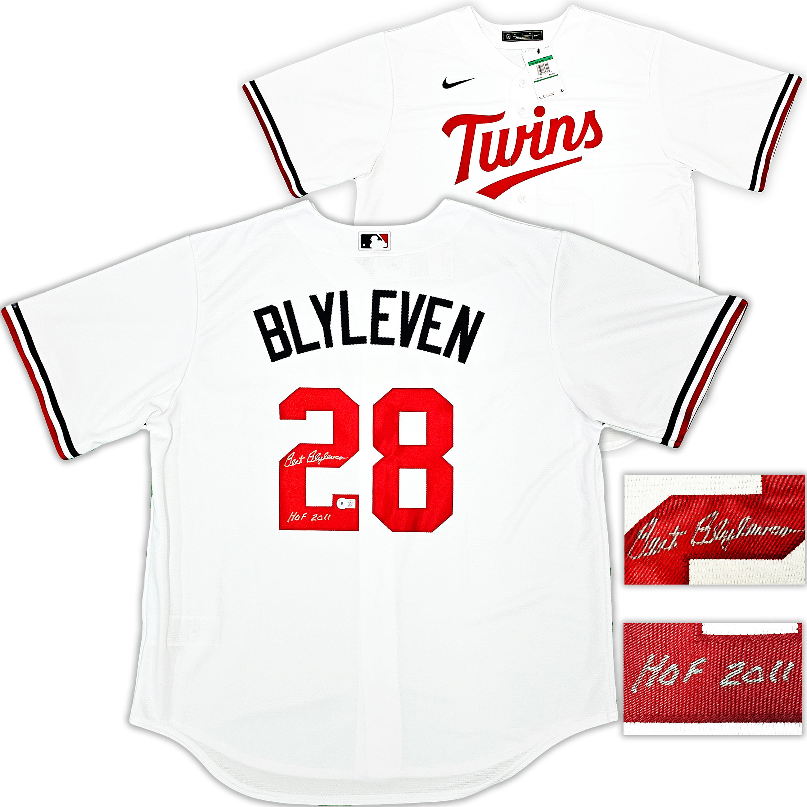 Minnesota Twins Bert Blyleven Autographed White Nike Jersey Size