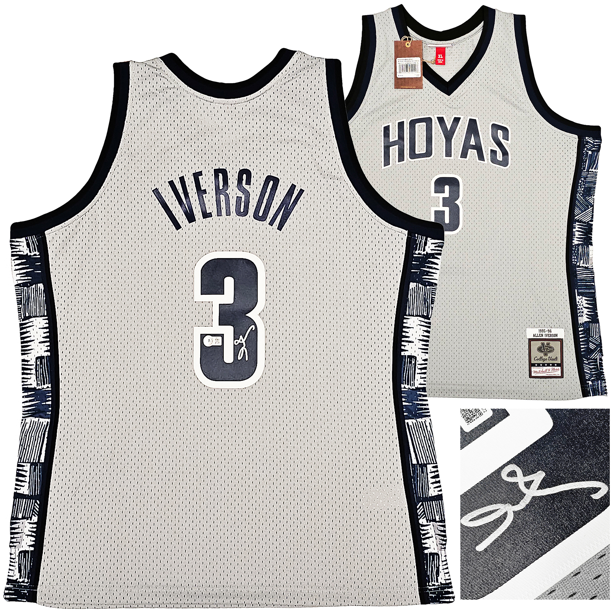 Allen Iverson Autographed Denver Mitchell & Ness White Basketball Jersey  (L) - BAS