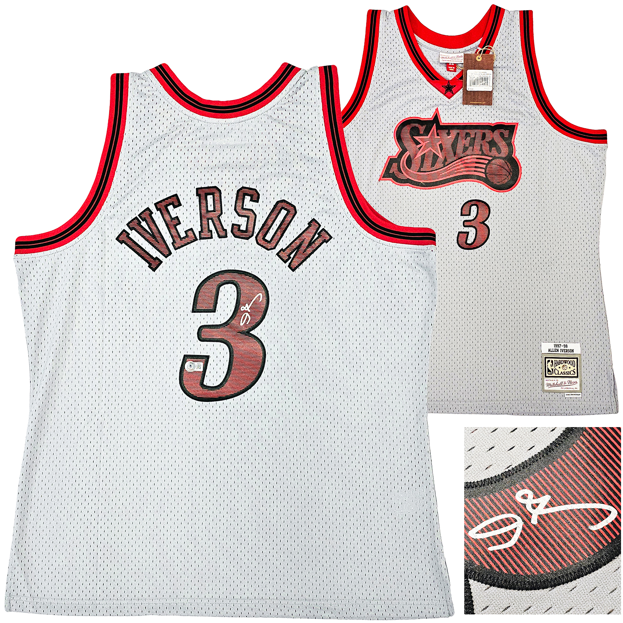 Allen Iverson White Philadelphia 76ers Autographed 1996-97 Mitchell & Ness  Authentic Jersey