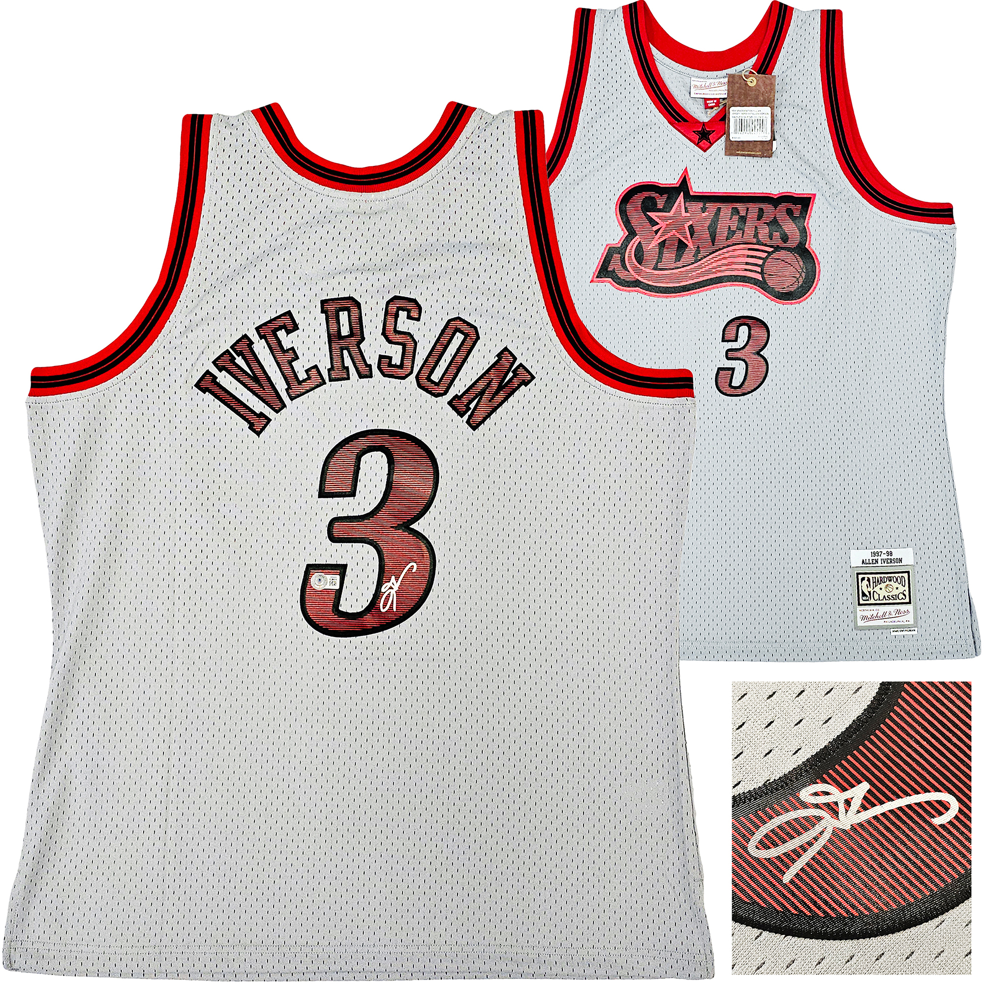 Allen Iverson Georgetown Hoyas Autographed Black Mitchell & Ness Swingman  Jersey