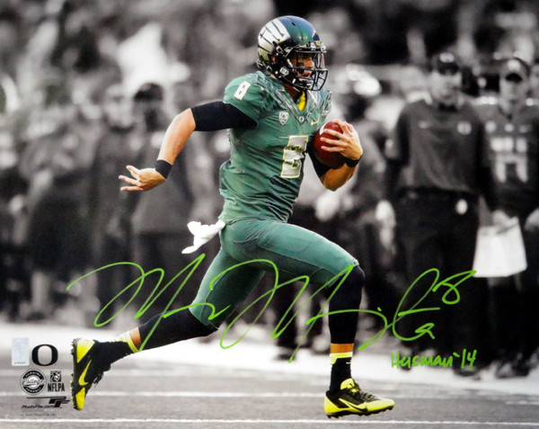 Oregon Ducks Marcus Mariota Autographed Yellow Nike Jersey 2014