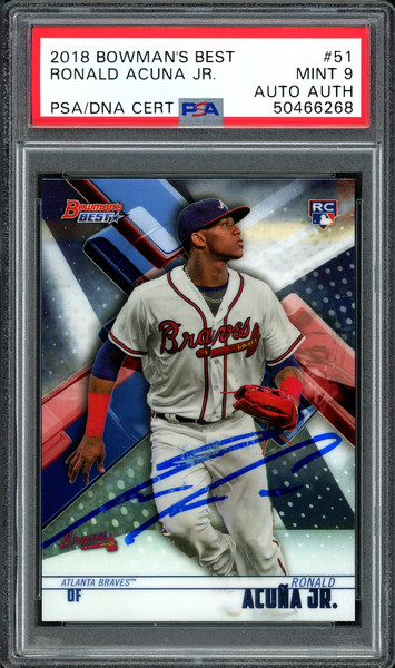 Ronald Acuna Autographed 2018 Bowman's Best Rookie Card #51 