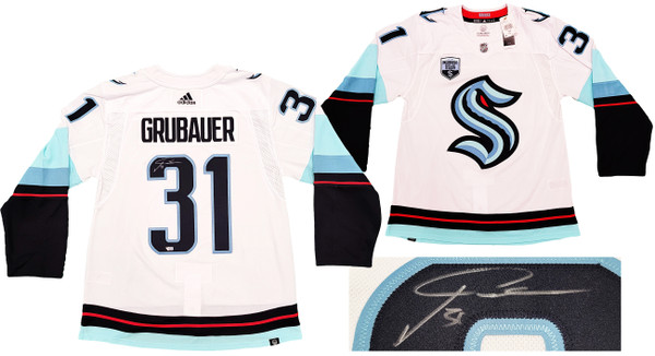 Framed Philipp Grubauer Seattle Kraken Autographed Navy Adidas Authentic  Jersey with Inaugural Season Jersey Patch