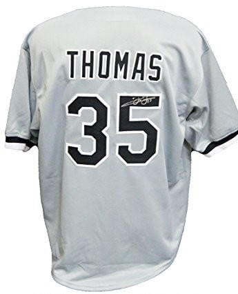 Frank Thomas Signed Chicago White Sox Black Jersey Swinging Action