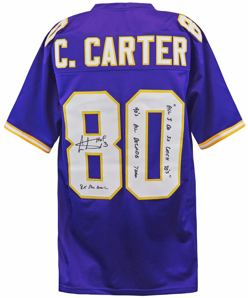 Minnesota Vikings Cris Carter Signed Purple Throwback Jersey