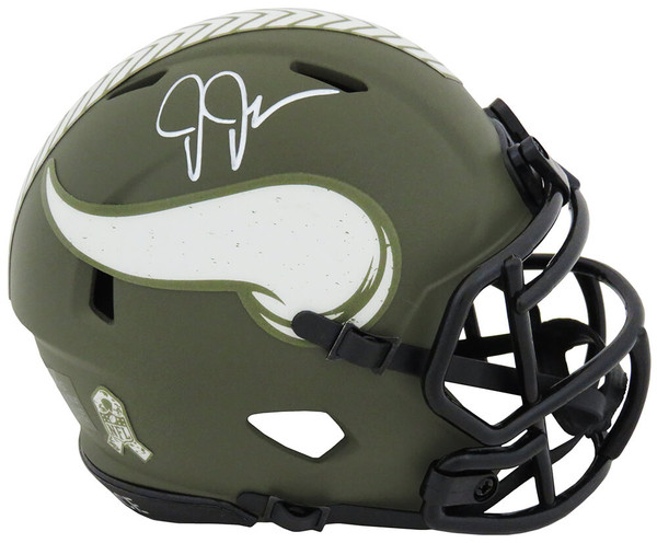 Justin Jefferson Vikings Signed Riddell Salute to Service Mini