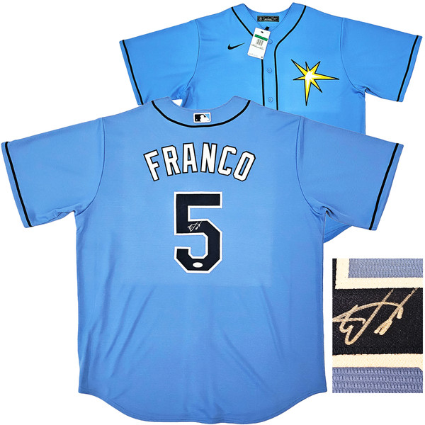 Tampa Bay Rays Wander Franco Autographed White Nike Jersey Size L