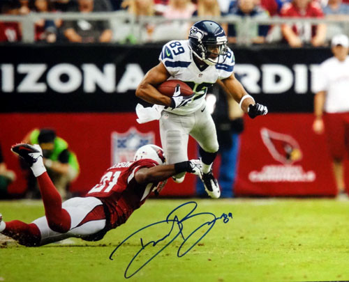 Doug Baldwin Autographed 16x20 Photo Seattle Seahawks In Blue MCS