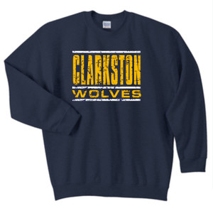 Clarkston Distressed Wolves Crew Neck Sweatshirt Clarkston Distressed Wolves Crew Neck Sweatshirt
