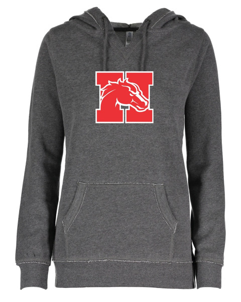 Dark Heather Ladies V Neck Hoodie