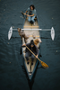Hydrodynamic Stabilizer Float - Gray - Installed on canoe | Western Canoeing & Kayaking