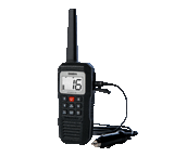 Uniden Atlantis 155 Handheld Two-Way VHF floating marine radio with a car charger