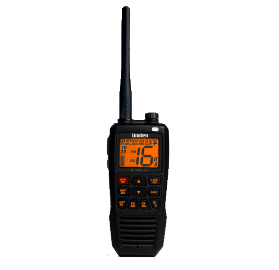 Uniden Atlantis 275 Handheld Two-Way VHF floating marine radio night mode