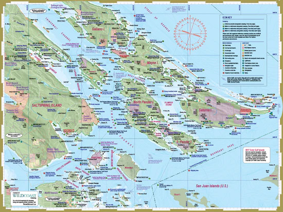 Wild Coast Deck Topper Kayaking Mapsheet - Outer Gulf Islands | Western Canoe and Kayak