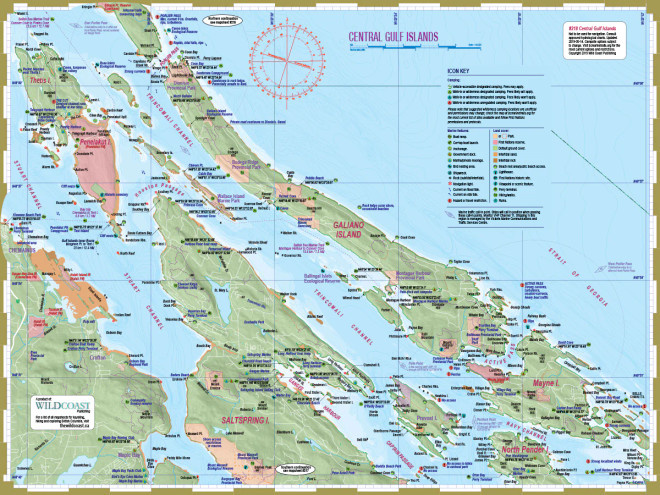 Wild Coast Deck Topper Kayaking Mapsheet - Central Gulf Islands - Western Canoe and Kayak