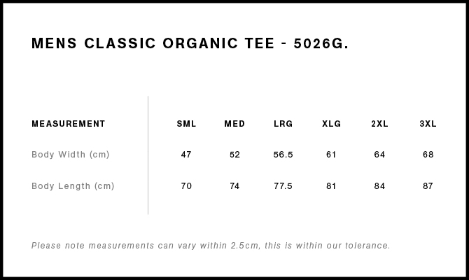 5026G size guide