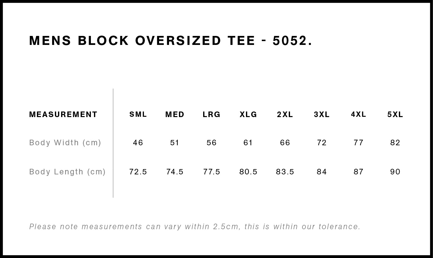5052 size guide