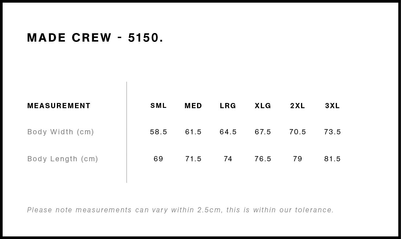 5150 size guide
