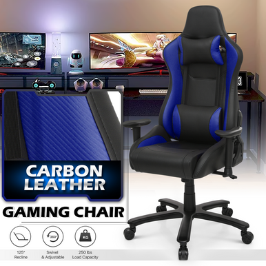 Carbon Fiber Swivel Seat: Blue Gaming Racing Computer Chair