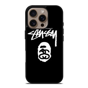 STUSSY BLACK iPhone 16 Pro Case Cover STUSSY BLACK iPhone 16 Pro Case Cover