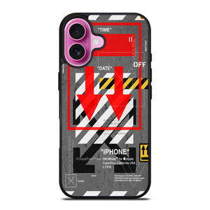 Red Arrow Down Off White iPhone 16 Plus Case Cover Red Arrow Down Off White iPhone 16 Plus Case Cover